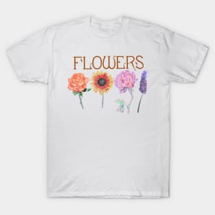 Vintage Flowers - Rose, Sunflower, Peony & Lavender T-Shirt